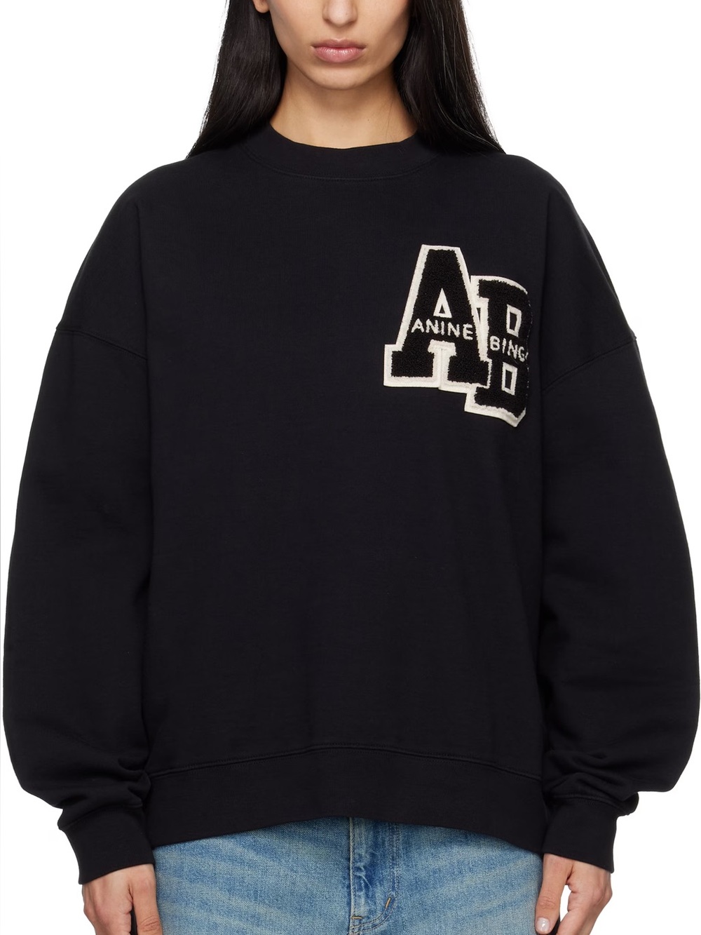 Anine Bing Miles Letterman Oversized Sweatshirt Small